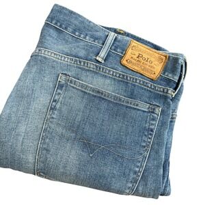 Polo Ralph Lauren Men Jeans Size 40x30 Blue Wash Straight Leg Cotton‎ Blend